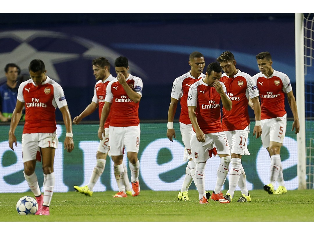 擁有豪華陣容的兵工廠，在克羅埃西亞輸得灰頭土臉。（圖／美聯社／達志影像）