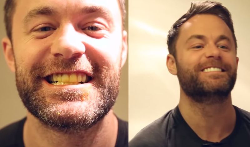 ▲美國一名男子德魯（Drew Canole）用了3原料自製的牙膏刷牙後，牙齒瞬間就變得美白。（圖／翻攝自youtube）