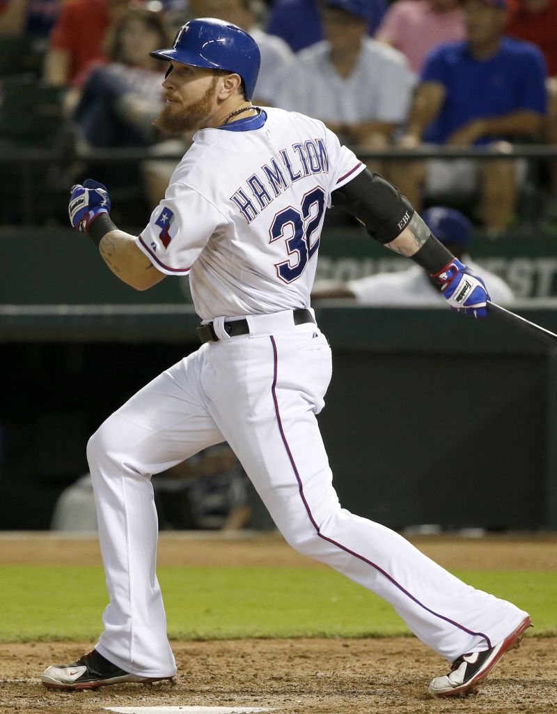 ▲Josh Hamilton終於能夠「爽快揮擊無負擔」。（圖／美聯社／達志影像）