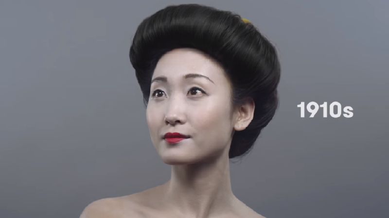 圖為1910年代的日本女星妝容。