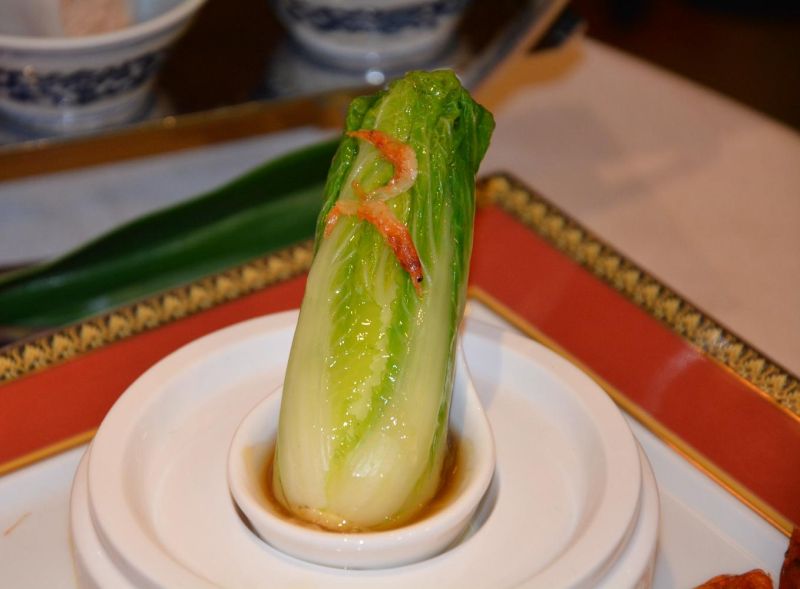 圖說：國寶翠玉白菜入菜為南故宮國宴御膳。（圖／記者郭政隆攝影）