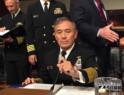 美軍太平洋司令哈里斯在國會指出，將繼續執行對台承諾，持續對台軍售，確保台灣民主政府體制。中央社記者廖漢原華盛頓攝　105年2月23日