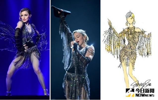 ▲設計師Jeremy Scott打造瑪丹娜台灣演唱會舞台裝，天后柔情！復古女伶流蘇舞衣。（圖／翻攝自網路）