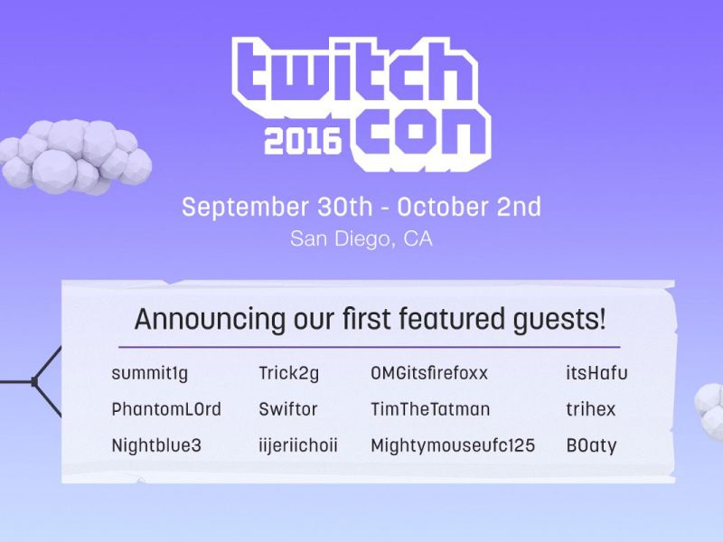 ▲TwitchCon 2016首波與會明星實況主名單（圖／Twitch提供）