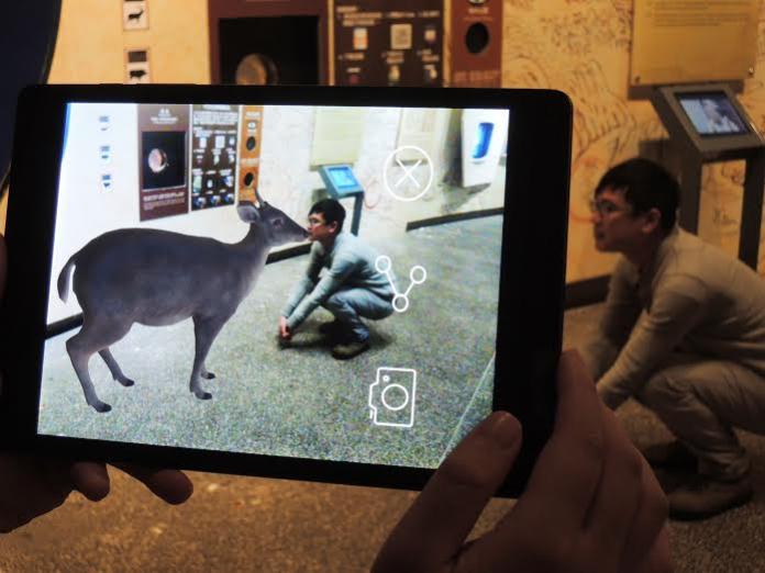 ▲十三行博物館開放民眾體驗虛擬實境，可與梅花鹿互動。（圖／翻攝自網路）