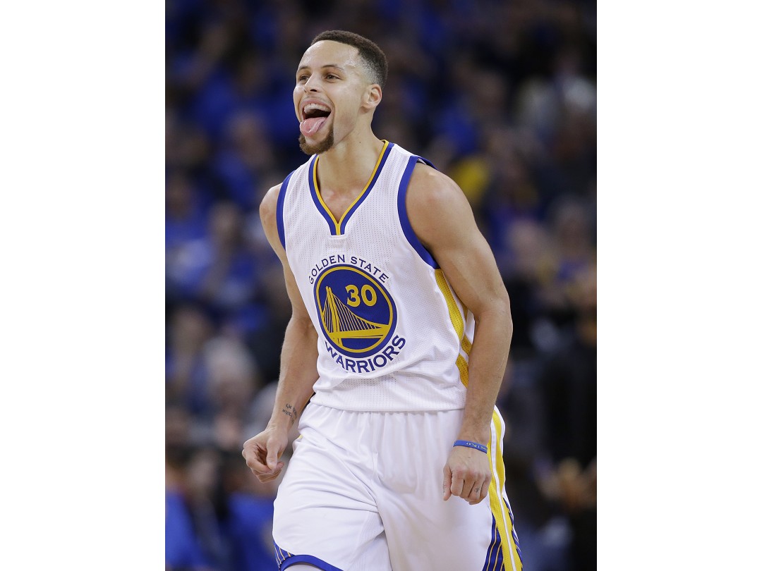 Stephen Curry：「三分球比我準再來講。」（設計對白）（圖／美聯社／達志影像）