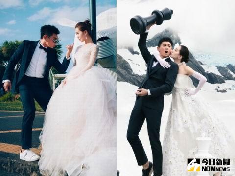 吳奇隆、劉詩詩的搞笑婚紗照，相當特別。（網路圖。2016.03.09）
