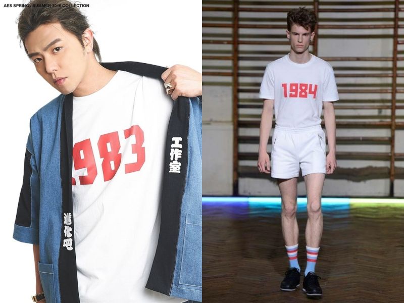 ▲小鬼（左）潮牌疑似抄襲Gosha Rubchinskiy設計。（合成圖／擷自AES進化吧工作室、網路，2016.04.14）