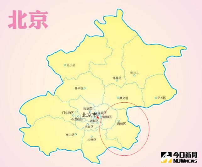 通州位置示意圖。