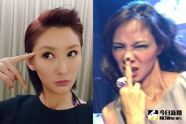 ▲楊琪（右）幹譙「臭X」後再比中指，陳珮騏（左）忍到極限。（合成圖／翻攝自楊琪、陳珮騏臉書）