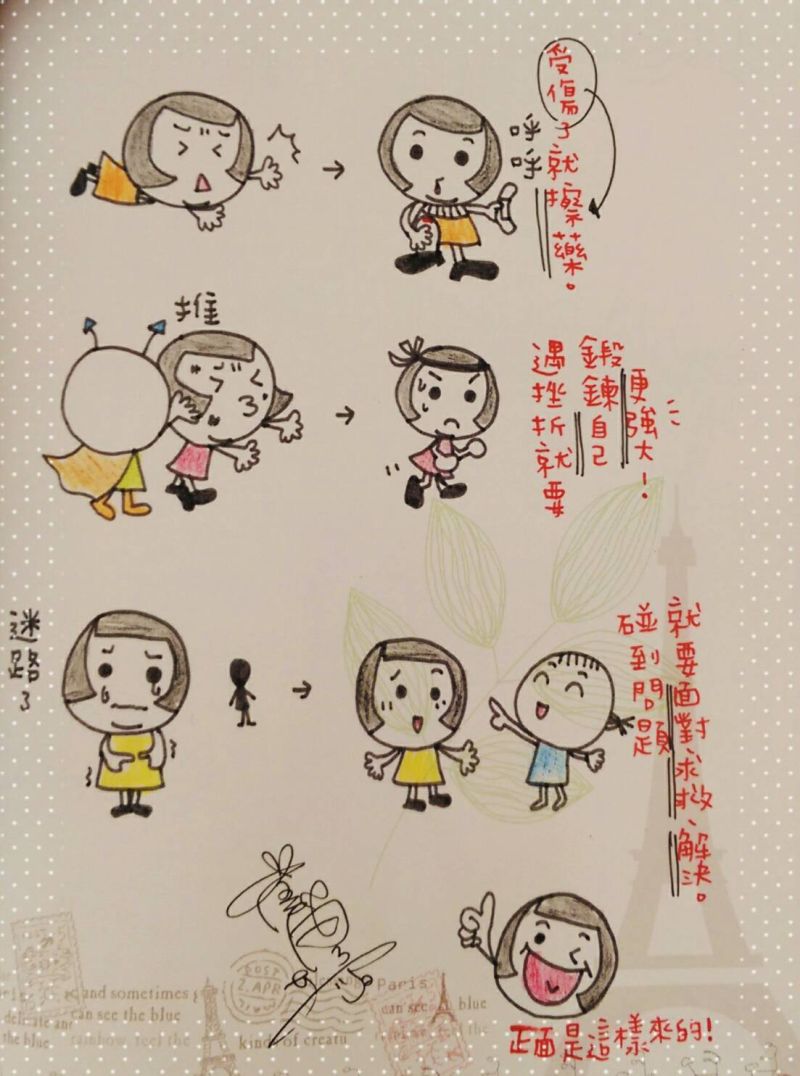 ▲正能量只會跟著勇敢的自己。（圖／小妤ㄦ繪，105.04.28）