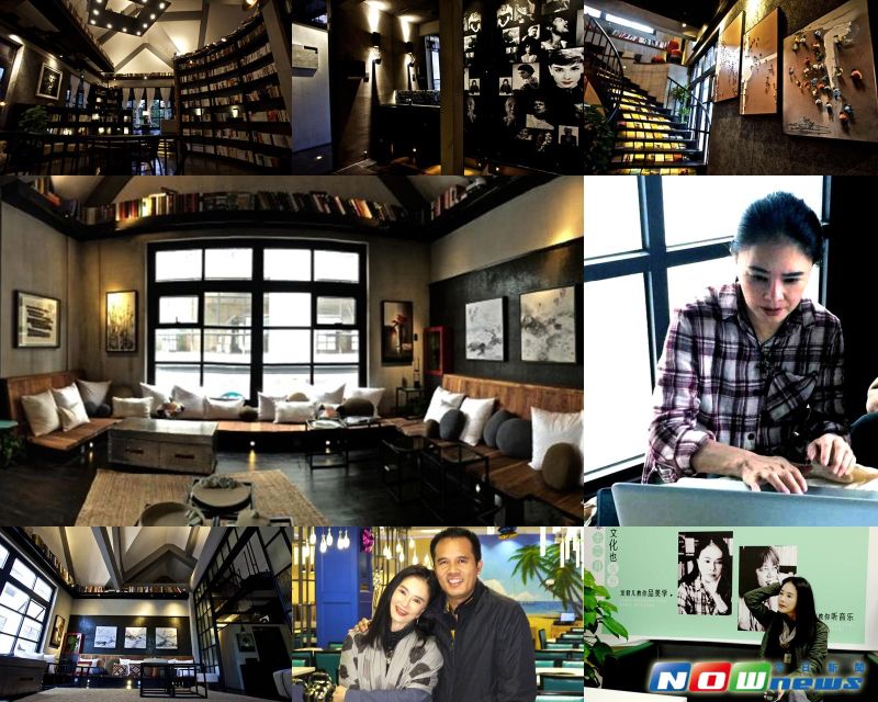 ▲胡因夢命名，龍君兒一手設計的「書啡生活」，是深圳大浪區的新地標；「友誼書城集團」副董事長龔云流（下圖右）是龍君兒的伯樂。（圖／高愛倫攝，2016.04.11）