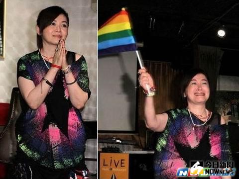 朱慧珍曾經淚崩為女兒揮舞「彩虹旗」出櫃。（資料照。2016.04.07）