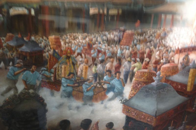 ▲南鯤鯓代天府進香盛況經大師楊義勳筆下栩栩如生。（圖／黃芳祿翻攝）