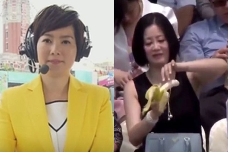 ▲主播林秉儀（左）沒關麥出大包，批吳思瑤吃蕉噁心的話全被播出去。（圖／翻攝自影片，2016.05.20）