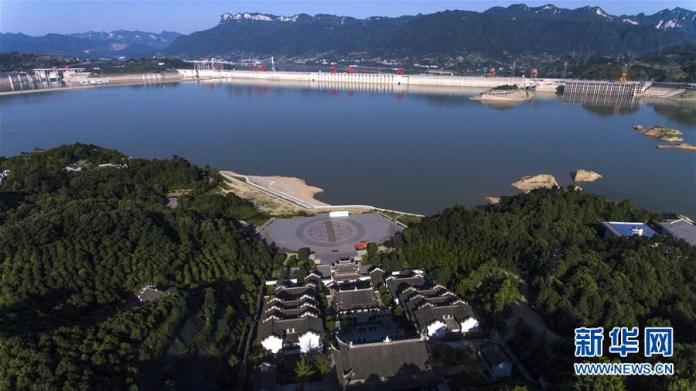 6月16日拍攝的三峽水庫水位情況。