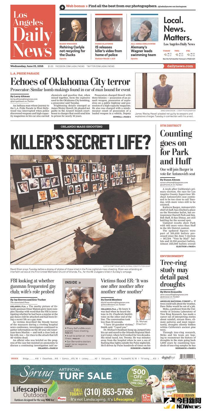 ▲洛杉磯時報頭版。（圖／翻攝自洛杉磯時報）