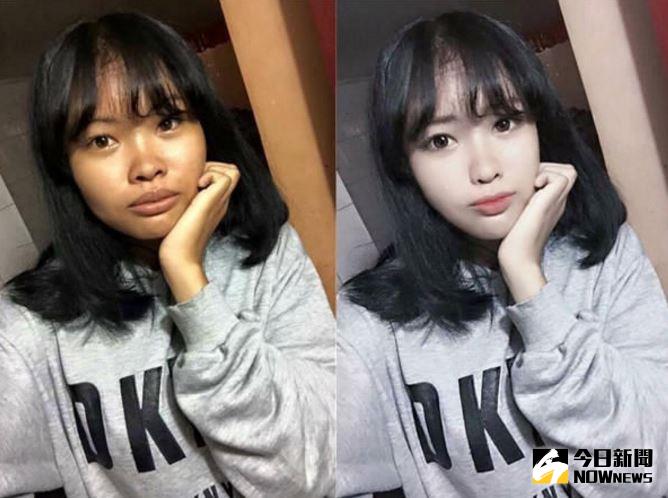 ▲修圖前後好驚人，網友：泰國人一秒變韓國人。（圖／翻攝自9gag）