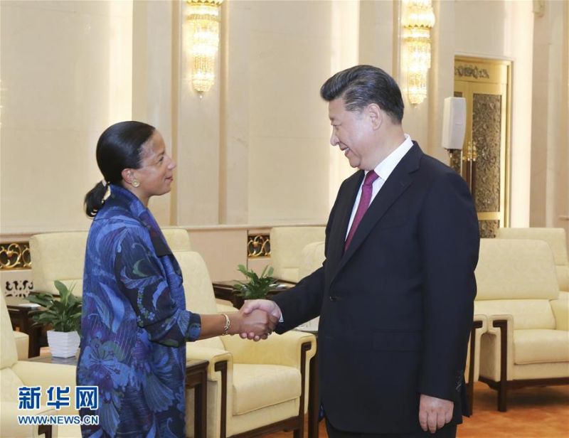 7月25日，國家主席習近平在北京人民大會堂會見美國總統國家安全事務助理賴斯。