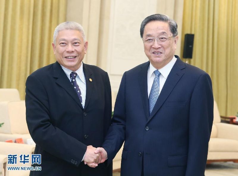 7月4日，中共中央政治局常委、全國政協主席俞正聲在北京人民大會堂會見蔡衍明董事長率領的台灣旺旺中時媒體集團訪問團一行。