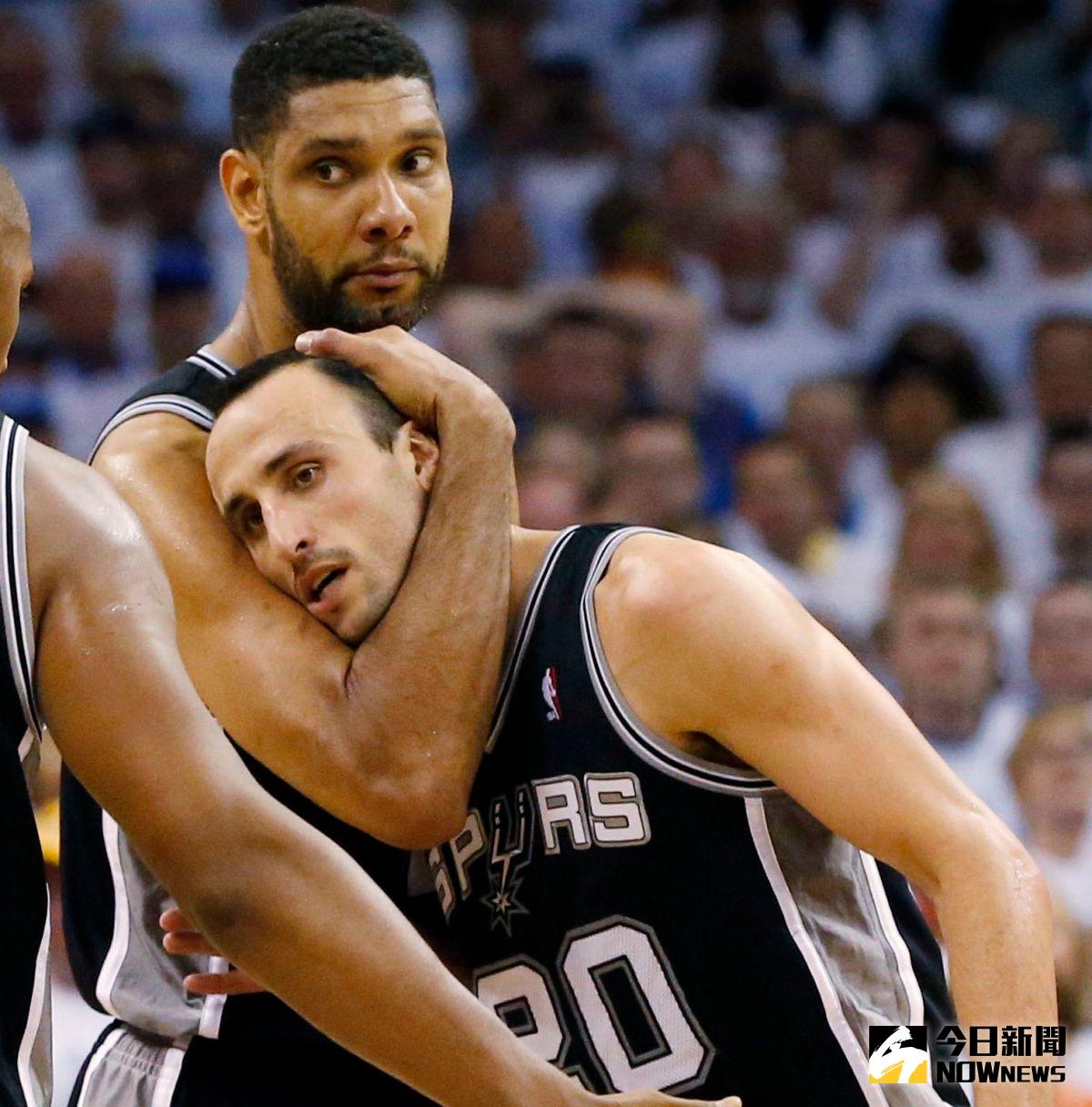 Duncan（左）跟Ginobili聯手多年，交情超越一般戰友。（圖／美聯社／達志影像）