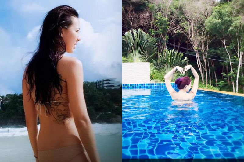 ▲劉雨柔出國旅遊大玩「裸泳」。（圖／翻攝自劉雨柔IG，2016.08.10）