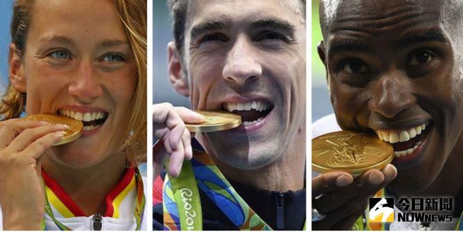 ▲奧運選手喜歡咬金牌？原來不是自願的。（圖／翻攝自網路）