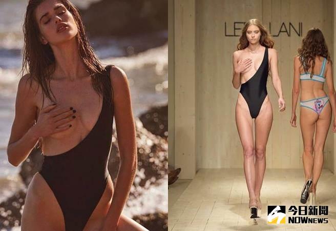▲時尚太難懂？模特兒穿「露右奶泳衣」走秀。（圖／翻攝自網路）