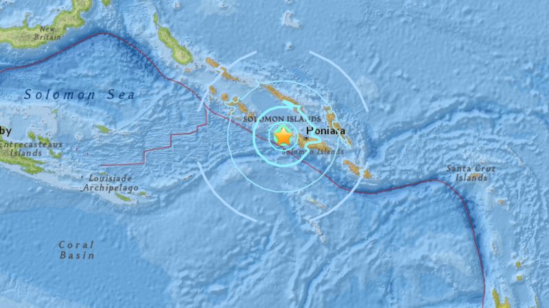 ▲太平洋島國索羅門發生規模6.0強震。（圖／翻攝自USGS）