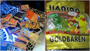 ▲台南警方在酒店臨檢,查獲數包毒品咖啡包,及含有搖頭丸成分的小熊軟糖。(圖/翻攝畫面) ▲台南警方在酒店臨檢,查獲數包毒品咖啡包,及含有搖頭丸成分的小熊軟糖。(圖/翻攝畫面)