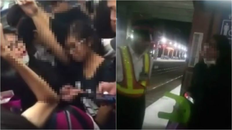 ▲女子不滿被男性乘客拍肩膀，大罵對方「豬哥」。（圖／翻攝自臉書「爆料公社」）