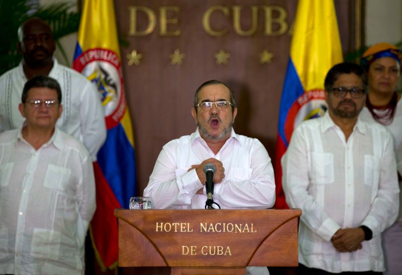 ▲哥倫比亞革命軍（FARC）領袖希梅內斯（Timoleon Jimenez）向媒體表示，已下令所有的部隊停火。（圖／達志影像／美聯社）