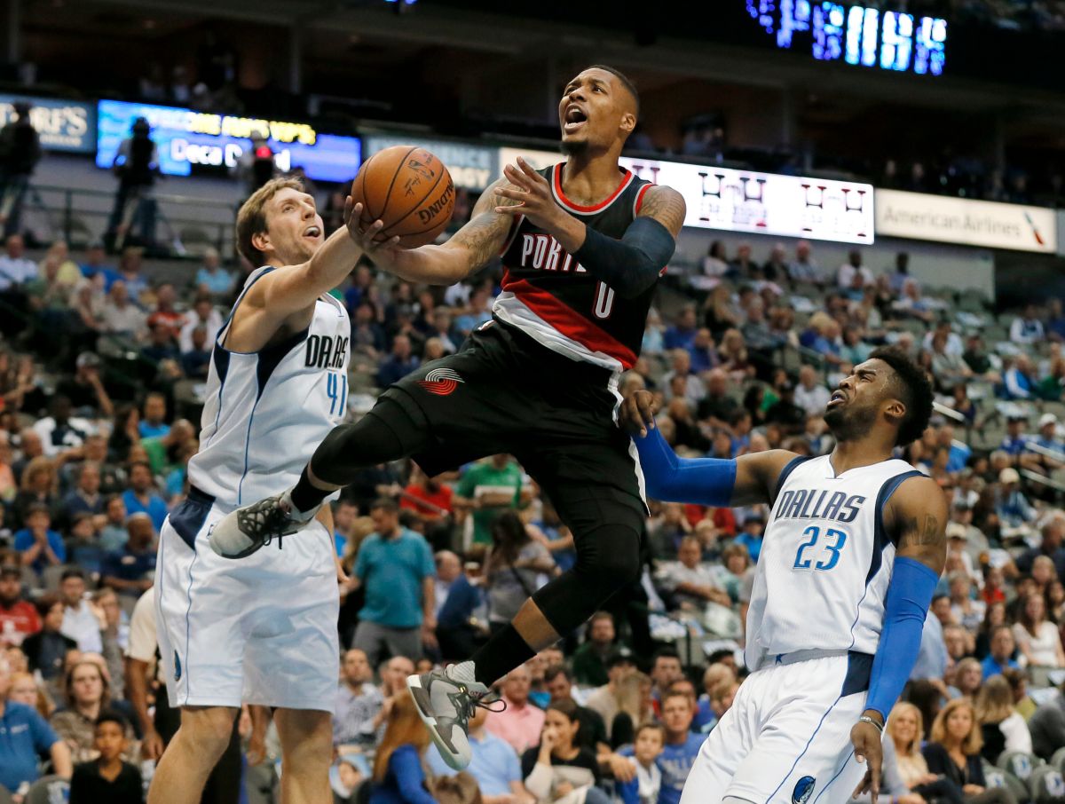 ▲Lillard（中）等新生代射手的射程已經突破傳統。（圖／美聯社／達志影像）