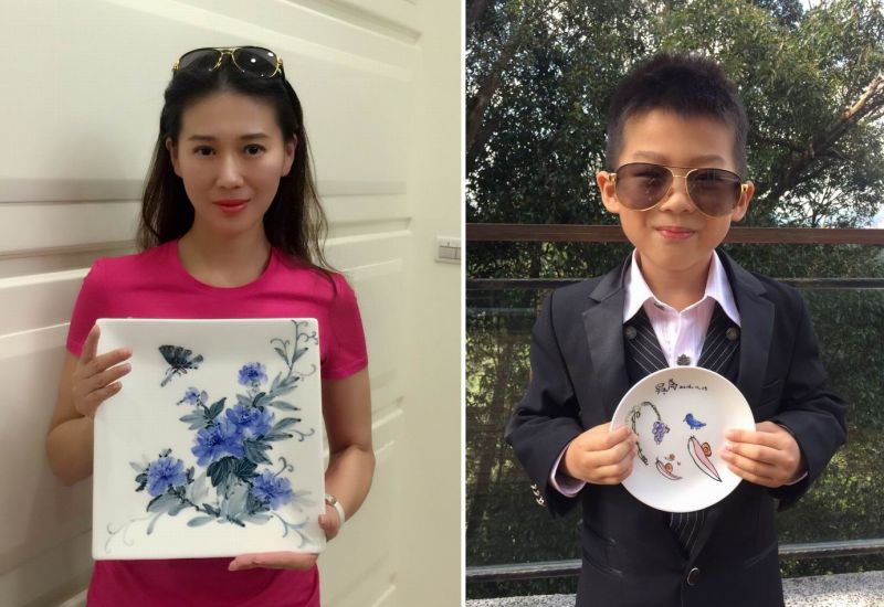 ▲吳春台和米凱莉（左）的兒子吳為（右），才6歲就展現畫畫天分。（圖／明悅，2016.12.09）