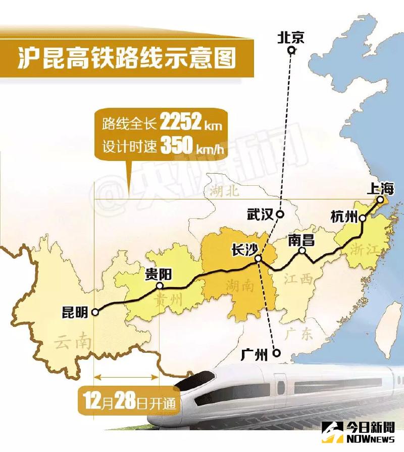 滬昆高鐵全線通車。