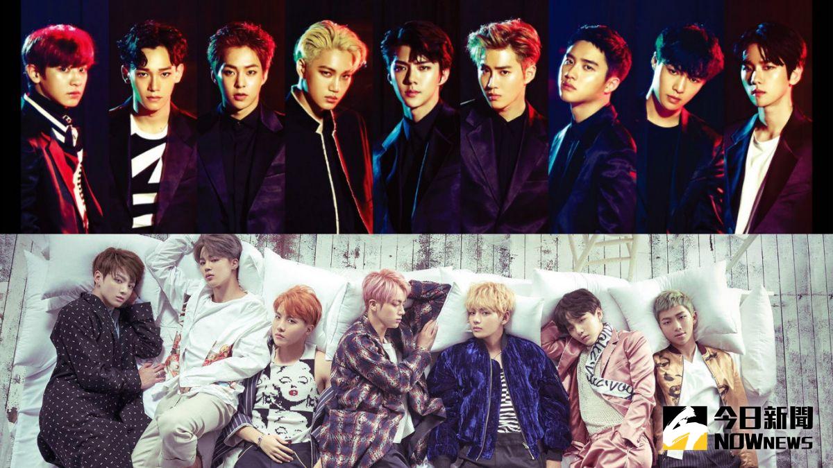 ▲不少EXO（上）的粉絲認為年度歌手獎不應該是防彈少年團（下）。（圖／翻攝自EXO、防彈少年團臉書）