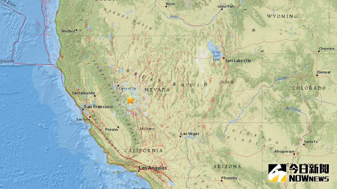 ▲美國內華達州傳5.8級地震，目前仍無傷亡情報。（圖／翻攝自美國地質調查局USGS官方網站）