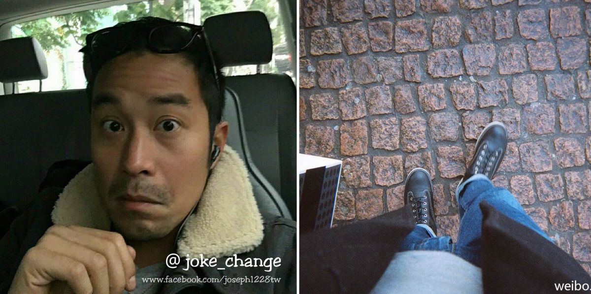 ▲張孝全完全不知道自己這張「沒拉拉鍊」照片（右），居然上了新聞。（圖／翻攝張孝全微博，2017.01.11）