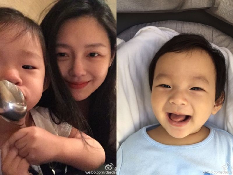 ▲大S（左圖右）常在網上曬玥兒（左圖左）照，弟弟箖兒比較少曝光。（圖／翻攝自大S微博，2017.01.23）