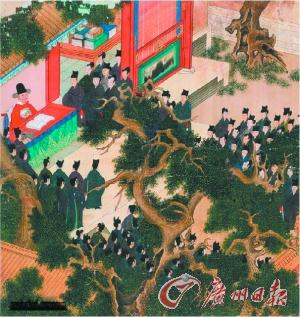 《徐顯卿宦跡圖》中太監學校上課情形。