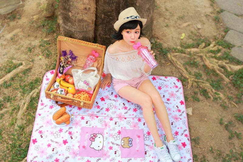 ▲康是美Hello Kitty浪漫春遊3月1日起開跑，推出10款春遊的實用性商品，消費滿額就可以加價購買。（圖／康是美提供）