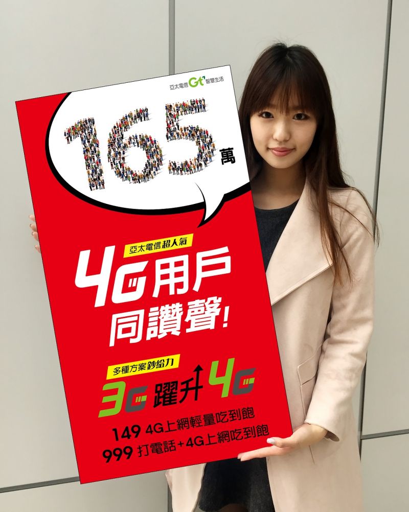 ▲亞太電信4G用戶破165萬 3G升4G首選。（圖／公關公司提供）