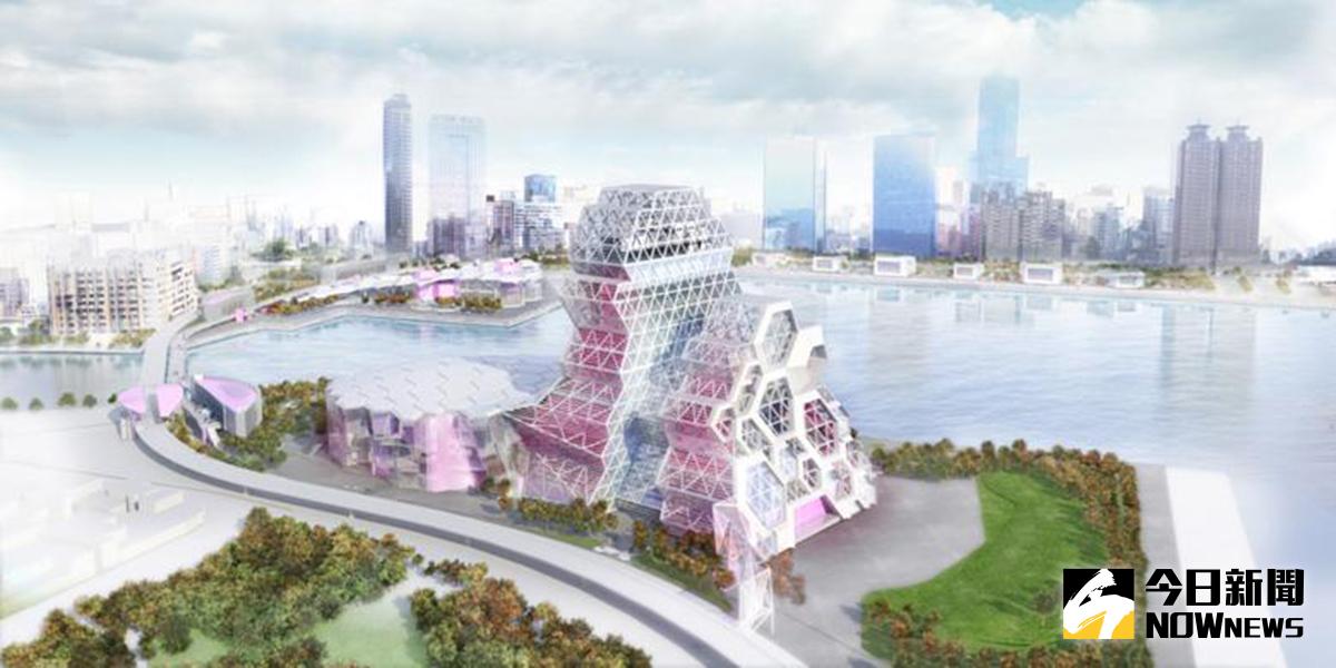 ▲西岸大型表演空間及高低塔意象圖。（圖／高雄市政府工務局提供）