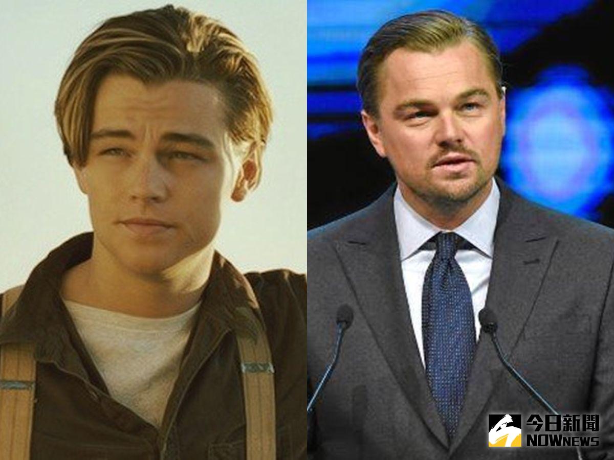 ▲李奧納多當年演出《鐵達尼號》（左）與現在相比已明顯成熟許多。（合成圖／翻攝自BuzzFeed網站，2017.03.30）