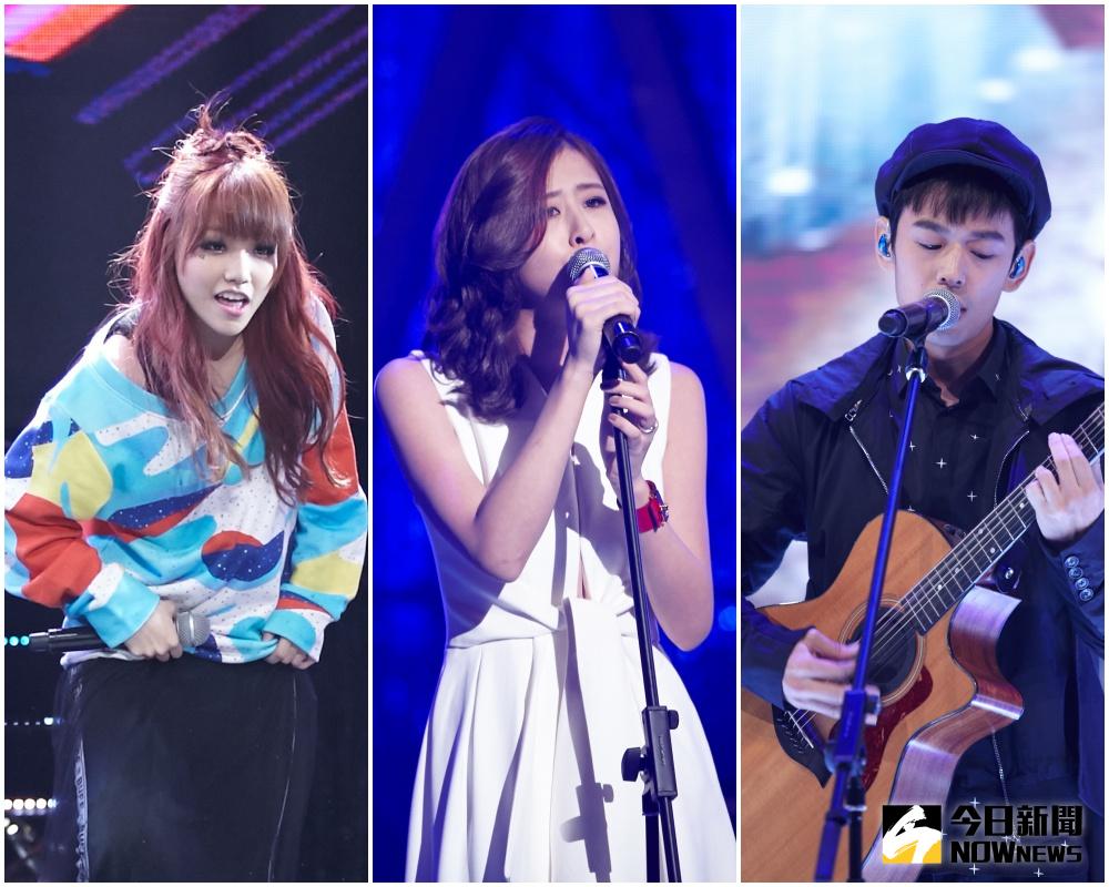 ▲張惠妹姪女ANNA（左起）、天王製作人林明陽力捧新人SWAY、周杰倫接班人葉懷佩決戰舞台。（合成圖／亞洲超新星，2017.03.21）