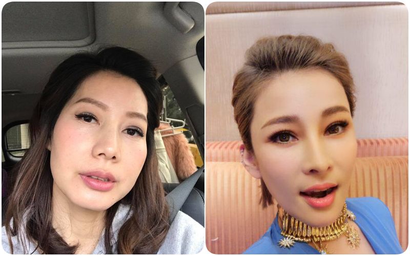 ▲丁寧（左）二度被說撞臉溫嵐，只能用白眼回答。（圖／翻攝自丁寧、溫嵐臉書，2017.04.15）