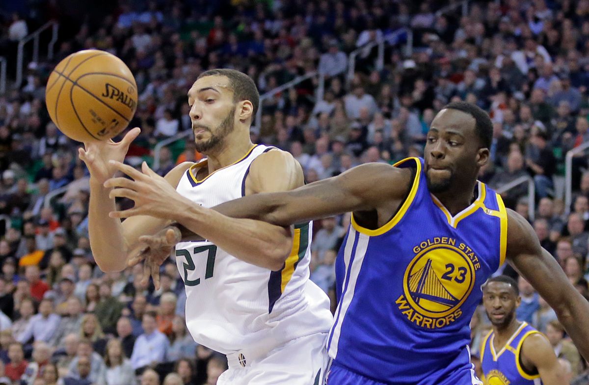 ▲美國媒體透露勇士Rudy Gobert（左）和Draymond Green（右）處的不錯。（圖／美聯社資料照／達志影像）