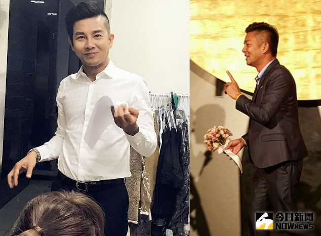 ▲謝承均被封為「最會結婚的男人」，他在現實生活中參加好友婚禮，上台「搶捧花」，留下難忘回憶。（合成圖／翻攝自謝承均臉書，2017.04.17）