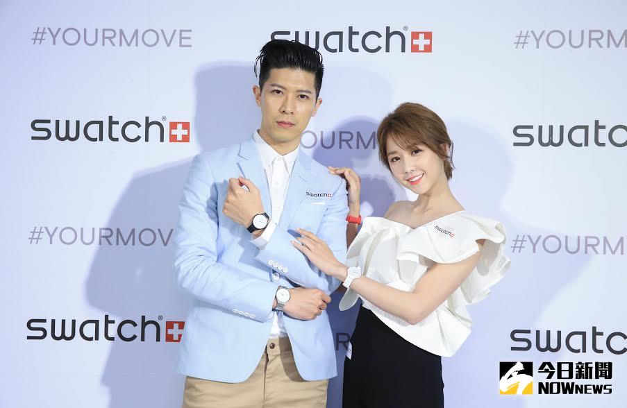 ▲偶像劇小天后邵雨薇和凱渥男模顧文浩詮釋甜蜜腕錶CP。（圖／Swatch提供）
