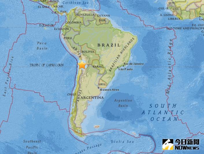 ▲智利北部規模6.1地震，尚無災情傳出。（圖／翻攝自美國地質調查所）